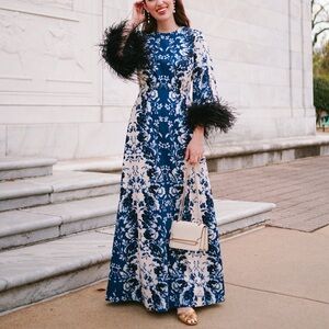 TUCKERNUCK Indigo Reflection Feather Jamison Dress Size XS NWT Blue & Black Gown